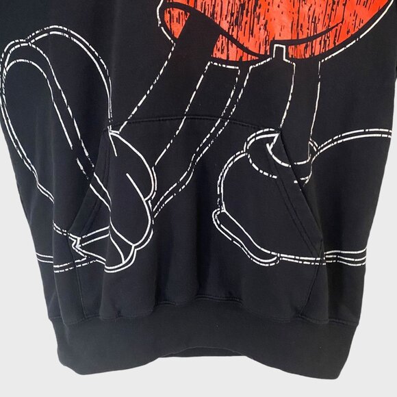 Disney Micky Mouse Ears Hoodie Sweatshirt Men's Small Black Graphic Long-Sleeve - Picture 7 of 13